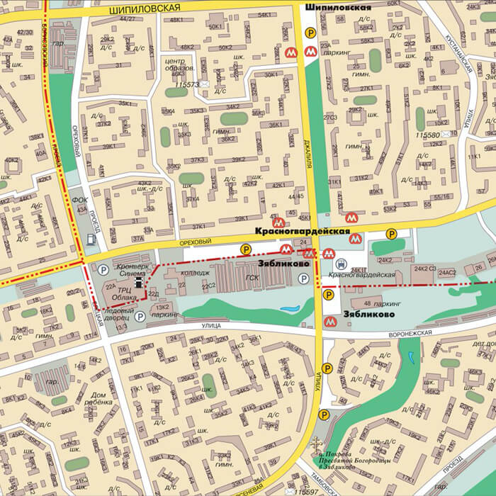 about-us Фрагмент карты Москвы, крупный масштаб