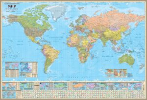Карта Мира политическая с инфографикой