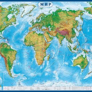 Карта Мир физическая с границами государств + матовая