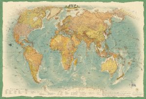 Карта Мир в ретро стиле политическая