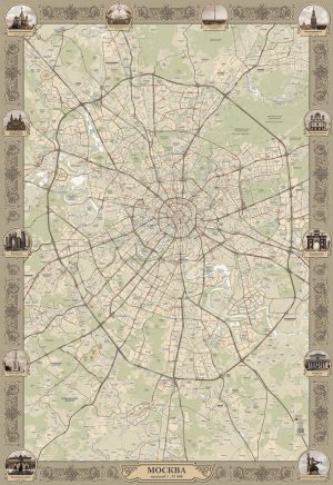 Карта Москвы в ретро стиле