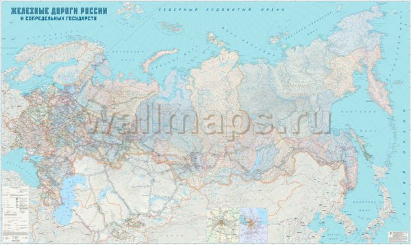 Огромная карта железных дорог России и сопредельных государств