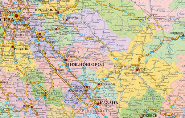Карта автодороги России и сопредельных государств (в тубусе)