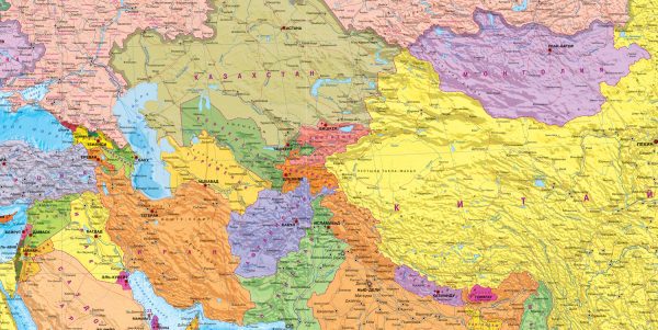 Карта евразия. Политическая матовая