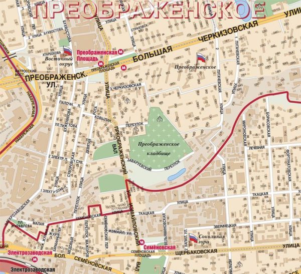 Карта Восточного административного округа Москвы
