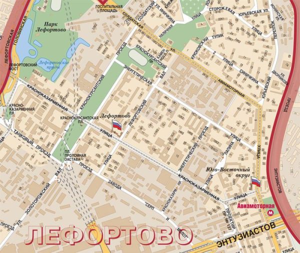 Карта Юго-Восточного административного округа Москвы