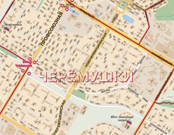 Карта Юго-Западного административного округа Москвы