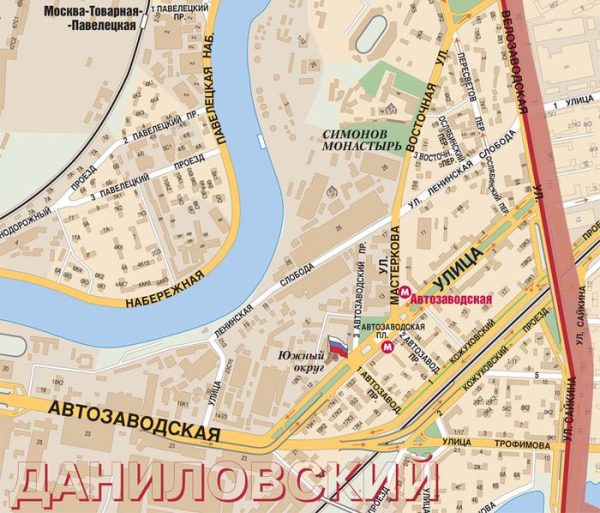 Карта Южного административного округа Москвы