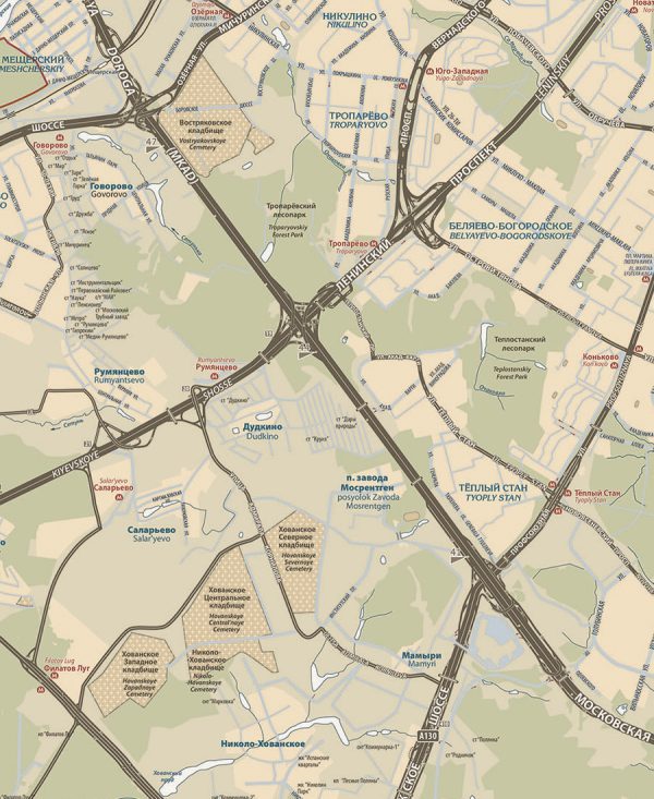 Карта Москвы в ретро стиле
