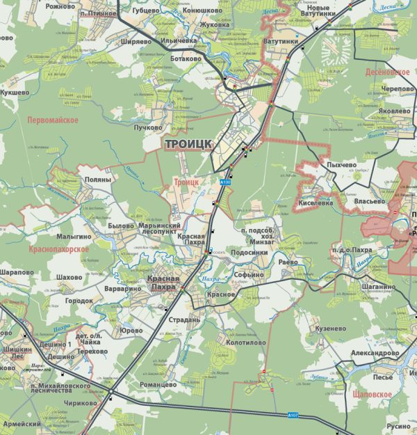 Автомобильная карта Новой Москвы