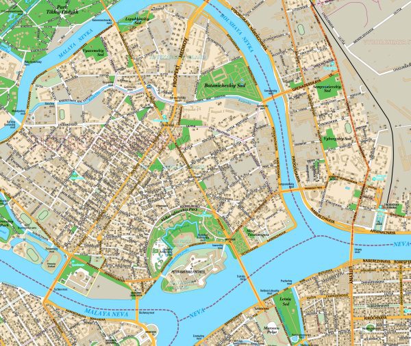 Карта Санкт-Петербурга на английском языке