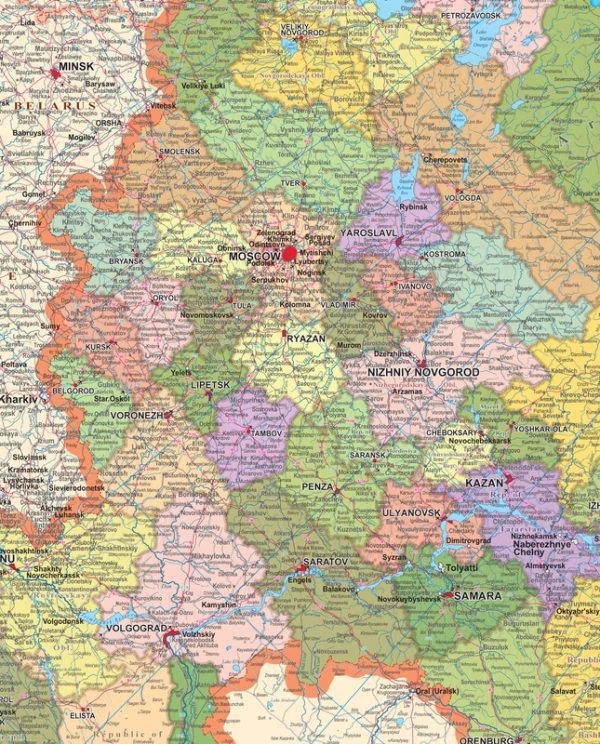 Огромная карта России на английском языке