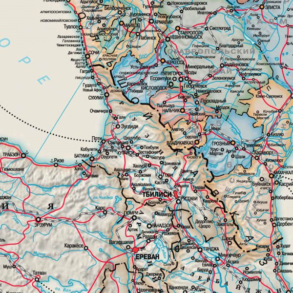 Россия и сопредельные государства (Россия с Крымом) административная